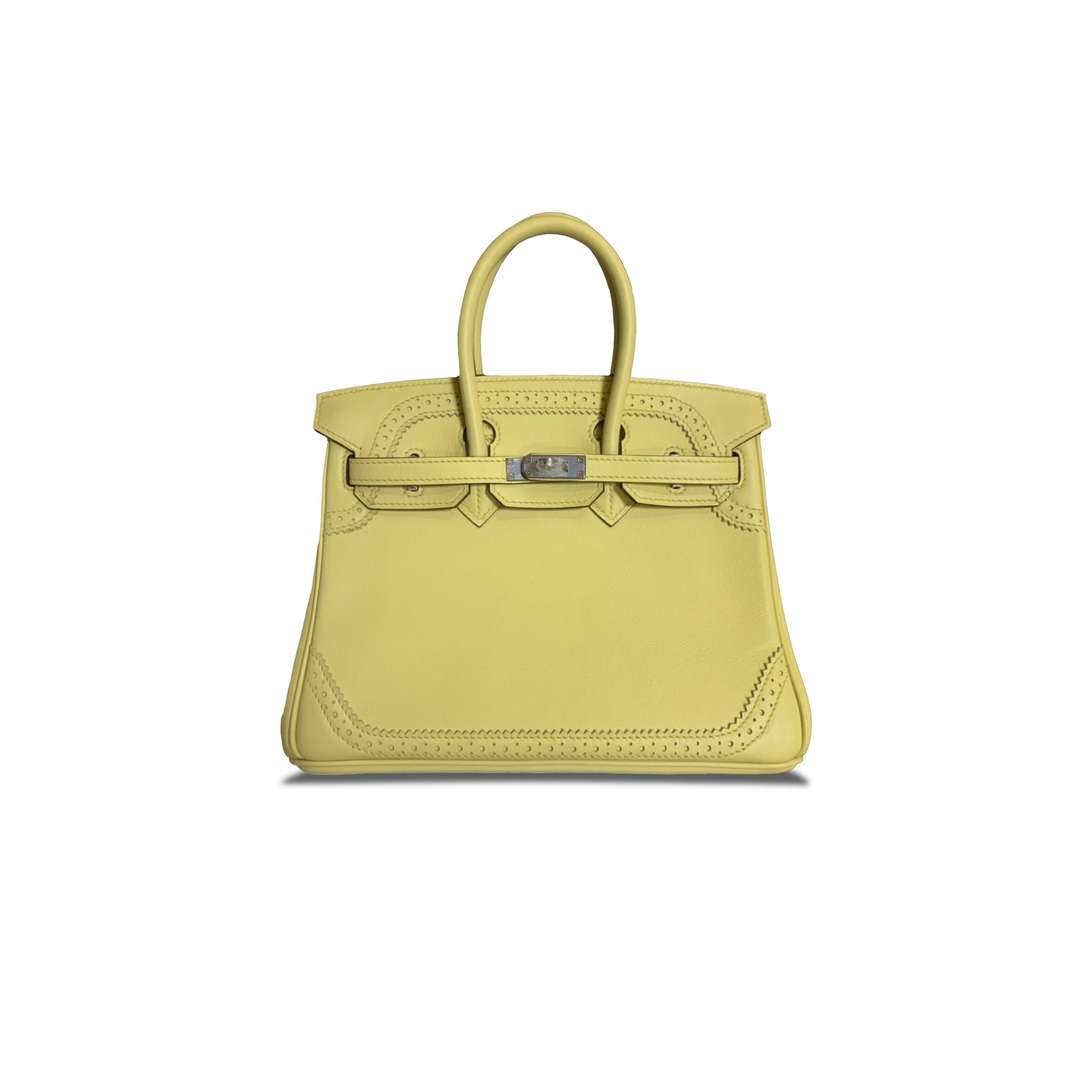 H**me5 BIRKIN 25 CHICK YELLOW SILVER BUCKLE H082653CK13 (25*20*13cm) Master Quality